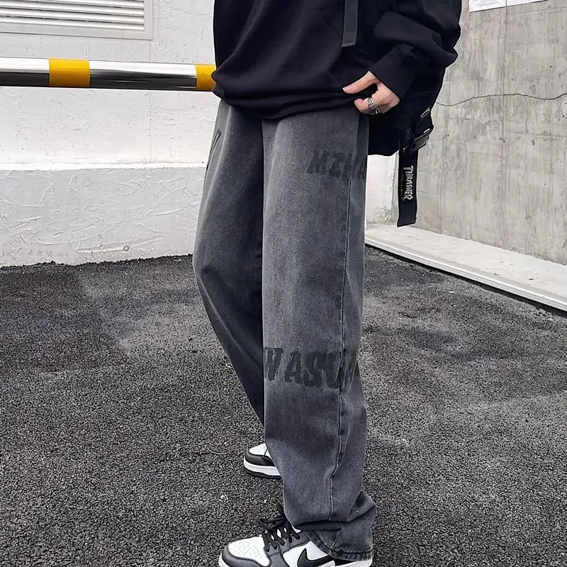 High Street Jeans Straight Leg Loose Flare Pants Trousers For Men Mens Designer Clothes Y2k Men's Cargo Style Pant Male Man Wide