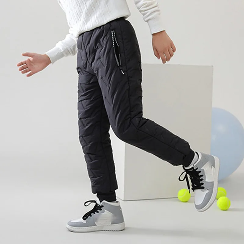 Winter Boys Girls Warm Down Pants Children High Quality Thicken Trousers Teens Boy Girl Trousers Kids Waterproof Ski Pants