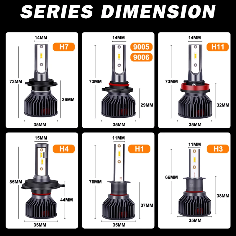 600W 260000LM H7 LED Car Headlight Canbus H1 H4 H8 H9 H11 9005 HB3 9006 HB4 led Auto Fog Light Bulbs 2Pcs 3000K 8000K 10000K