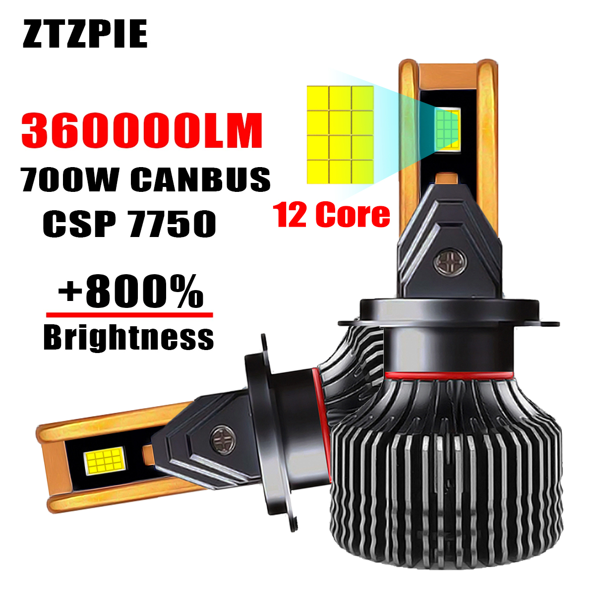 ZTZPIE 6000K HB3 HB4 9005 9006 H1 H7 H4 H11 Bulb Led Lamp CSP 7750 Chips Car Headlight Light 700W 360000LM Fog Lights Lamps