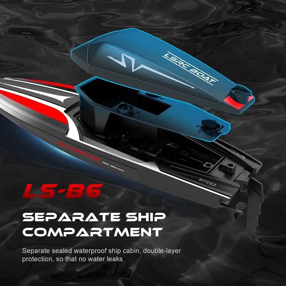 2.4G LS-B6 RC Speedboat Waterproof Dual Motor High Speed Racing Radio Model Electric Boat Outdoor Toys Gifts 14+