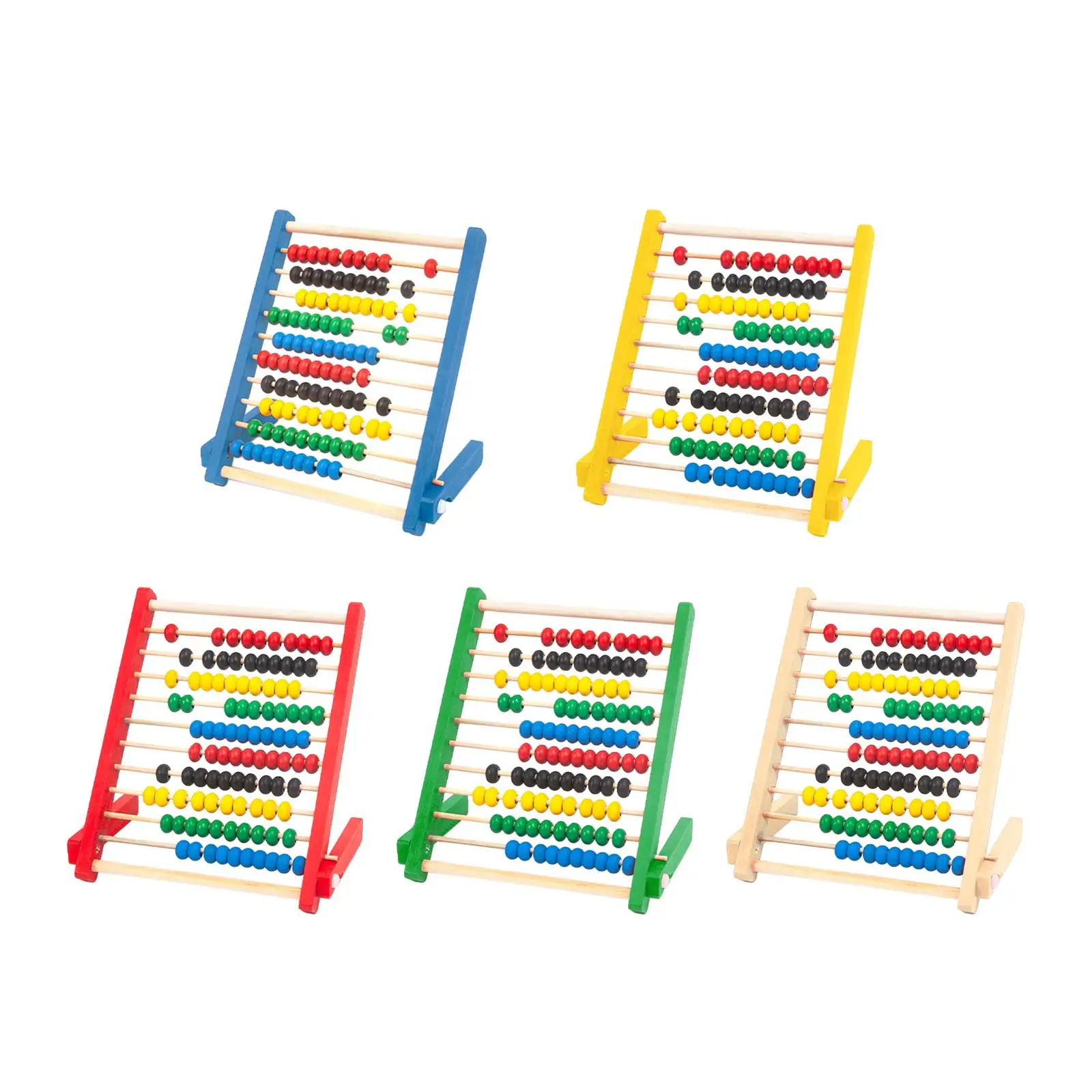 Toddlers Mathematics Toy Beads Game Kids 10 Row Wooden Counting Frame Abacus
