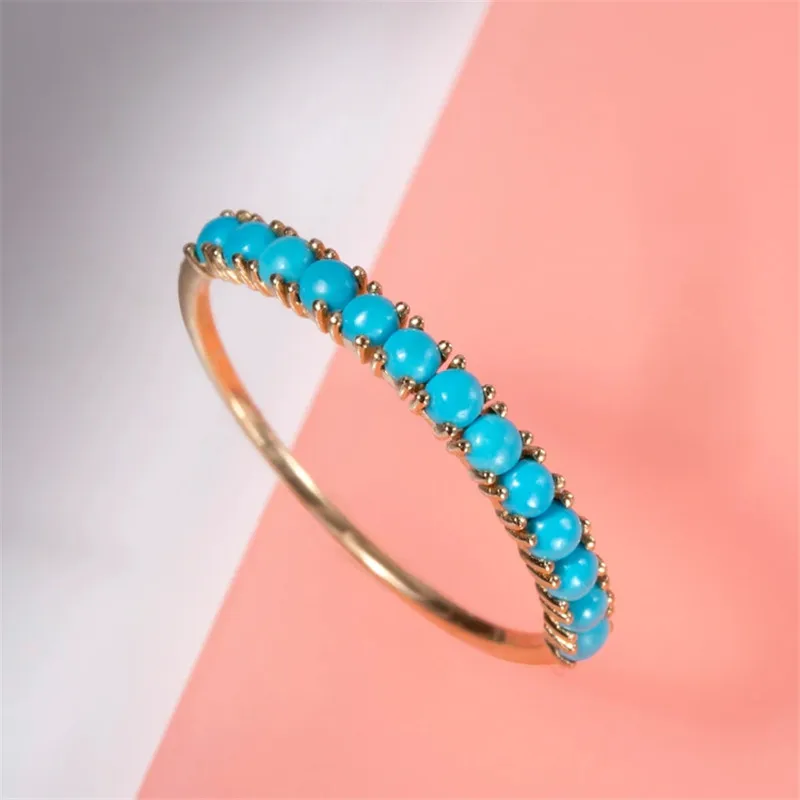 CANNER Anillo plata 925 Sterling Silver Wedding Band Retro Super Micro Inlaid Turquoise Rings For Women Girls Engagement Jewelry