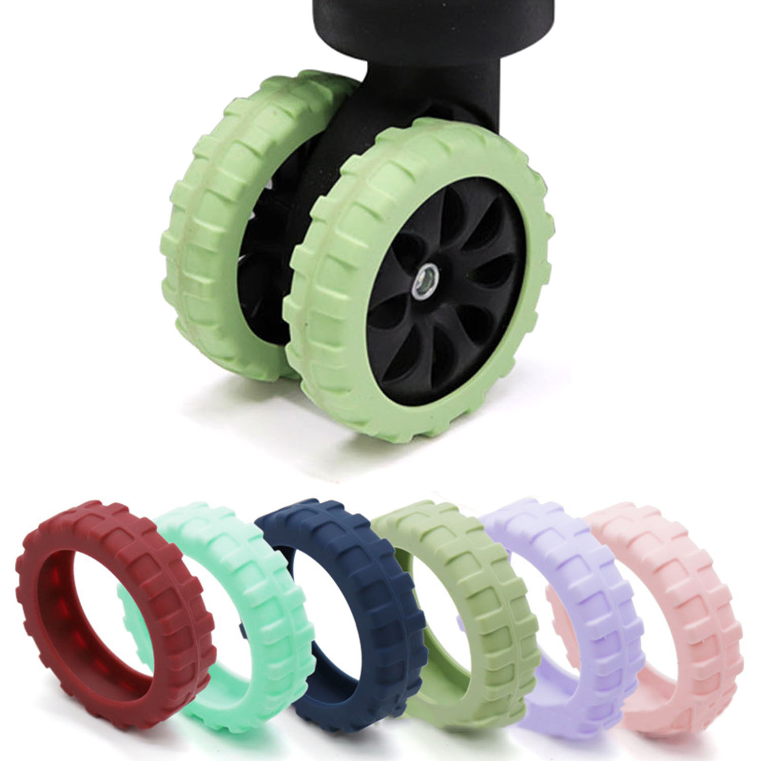 1PCS Luggage Wheels Protector Fluorescence Silicone Wheels Caster Travel Suitcase Reduce Noise Wheels Guard Cover Accessories