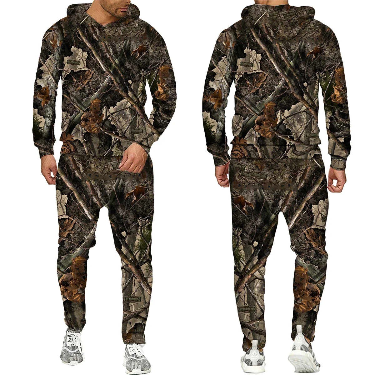 Winter Autumn Leaves Camouflage 3D Hoodies Women Man Tracksuit Outdoor Sportwear Men Clothing Suits Oversized Hoodie Pants Set