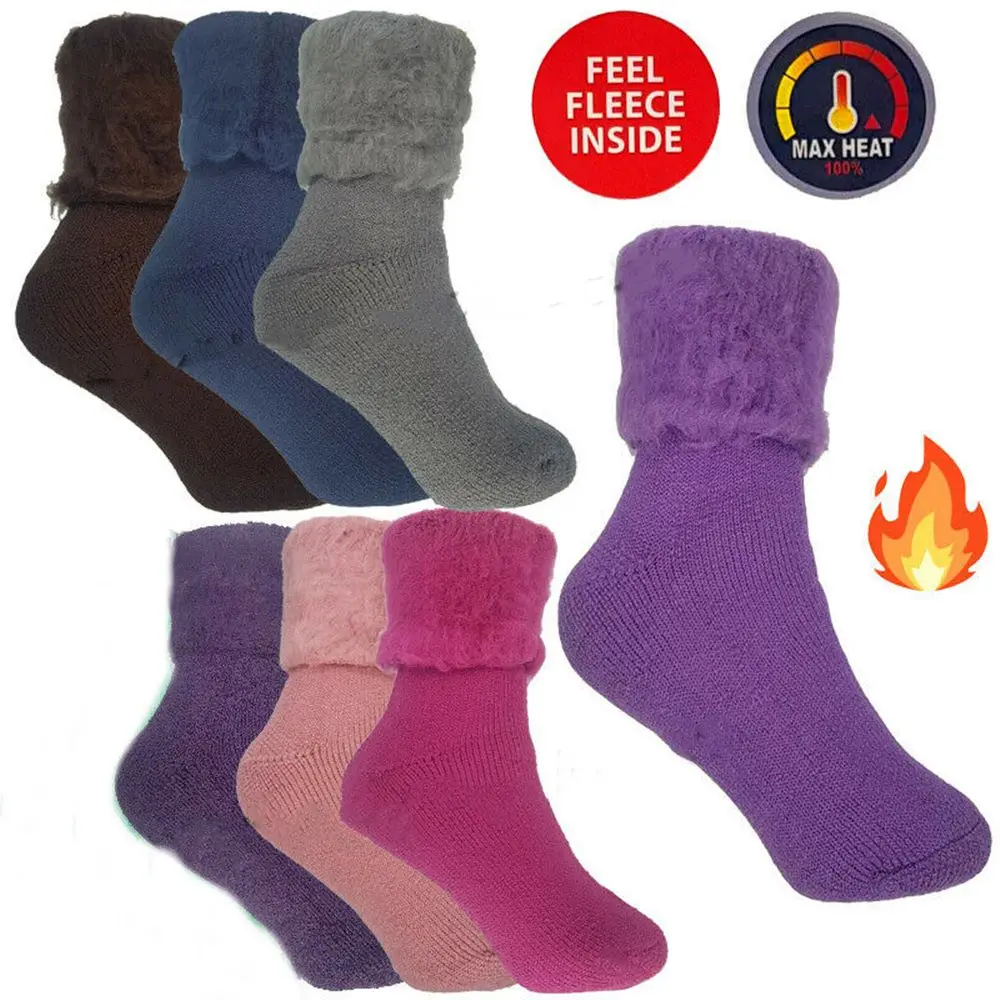Mens Womens Extra Thick Fleece Brushed Thermal Socks Soft Warm Winter Stocking