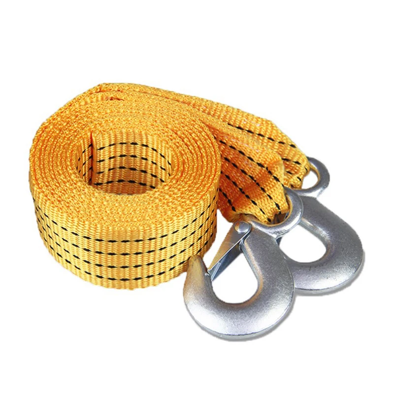 Heavy Duty Car Tow Rope Strap Belt High Strength Nylon Strap with Strong Metal Hook Towing Cable for Trailer