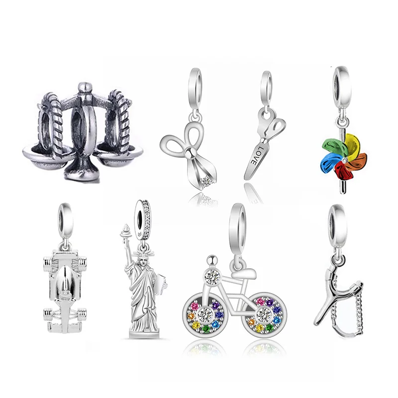 FC Jewelry Fit Original Pan Charms Bracelet 925 Silver Race Car Racing Car Bead para hacer mujeres Dirtbike Motocross Gift Berlque