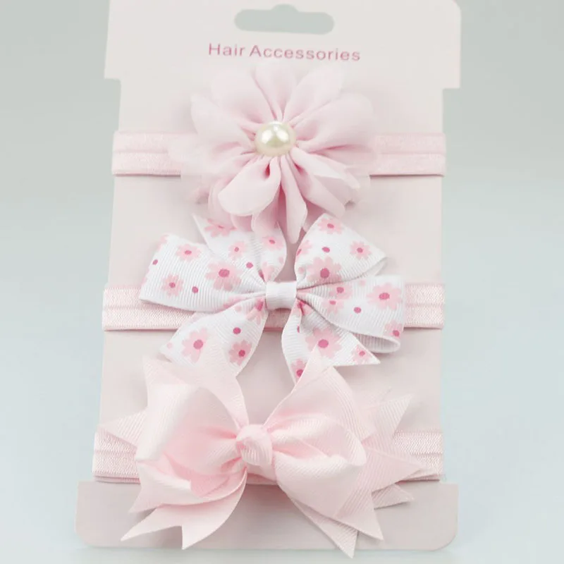 3Pcs Baby Elastic Flower Headband Girls Bows Hair Band Toddler Infants Bowknot Hairband Turban Kids Headwear