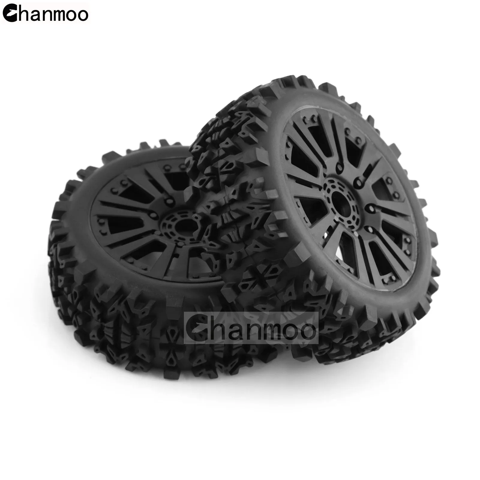 Chanmoo RC 1/8 Off-road Car Tires Buggy Wheels Tyres With 17mm Hub for KYOSHO HPI LOSI HSP GT2 Hobao Redcat Axial Traxxas Vkar
