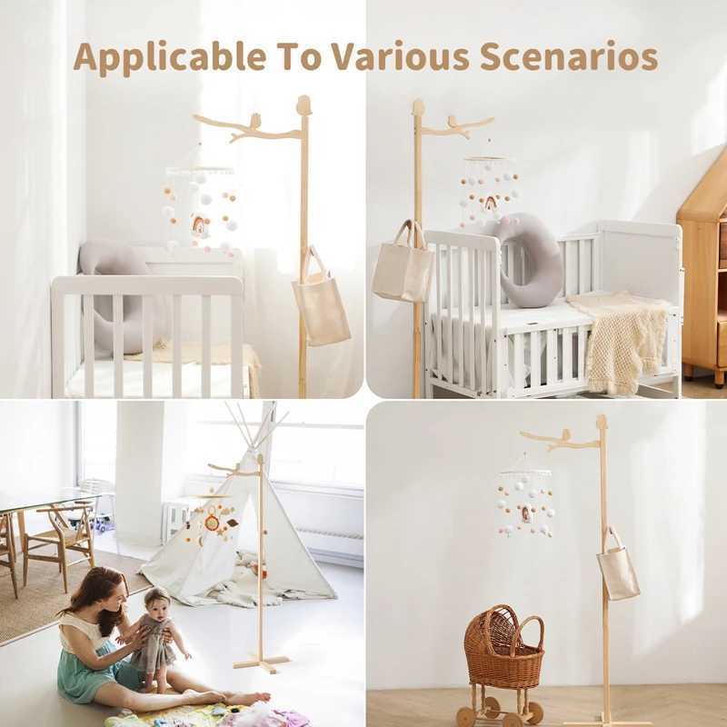 Mobiles# Baby Wooden Birds Landing Bed Bell Bracket Rattle Toy Crib Bed Bell Mobile Hanger Baby Crib Bed Bell Toy Bracket Infant Crib Toy Q240525