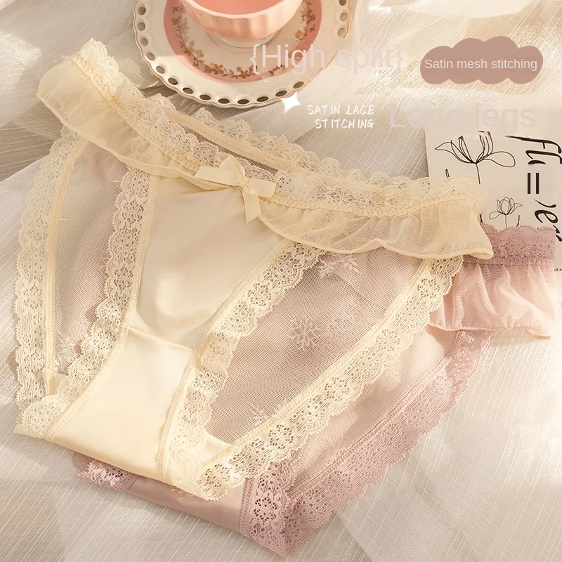 Lace Underwear Briefs Breathable Seamless Women Lace Panties Young Girl Underwear Mid Waist Cozy Underpanties Luxury Thongs Soft