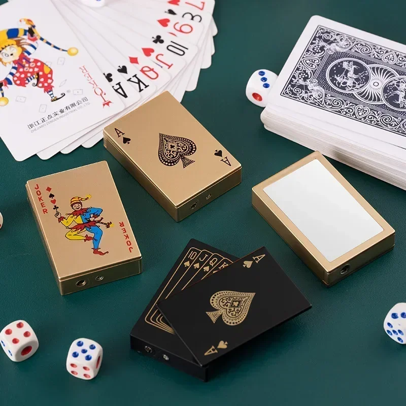 Creative Playing Cards Ace of Spades Lighter Butane Windproof Straight Metal Lighters Jet Flame Fun Smoking Supplies W260202