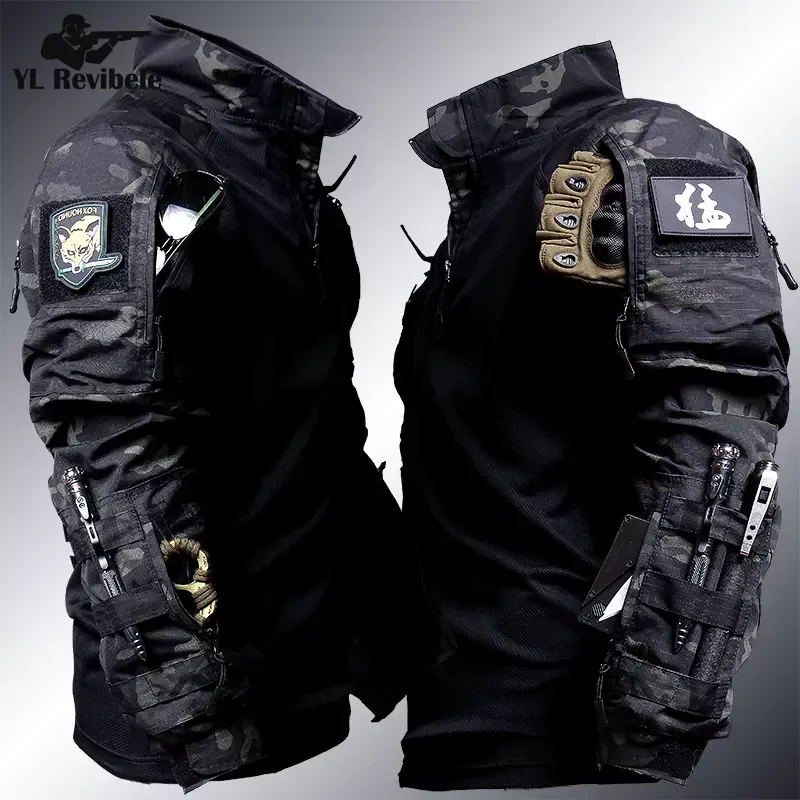 Outdoor Tactical Sets Men Wear-resistant Hunting Uniform Sweatshirt+Multi-pocket Cargo Pant 2 Pcs Suits Waterproof Combat Set