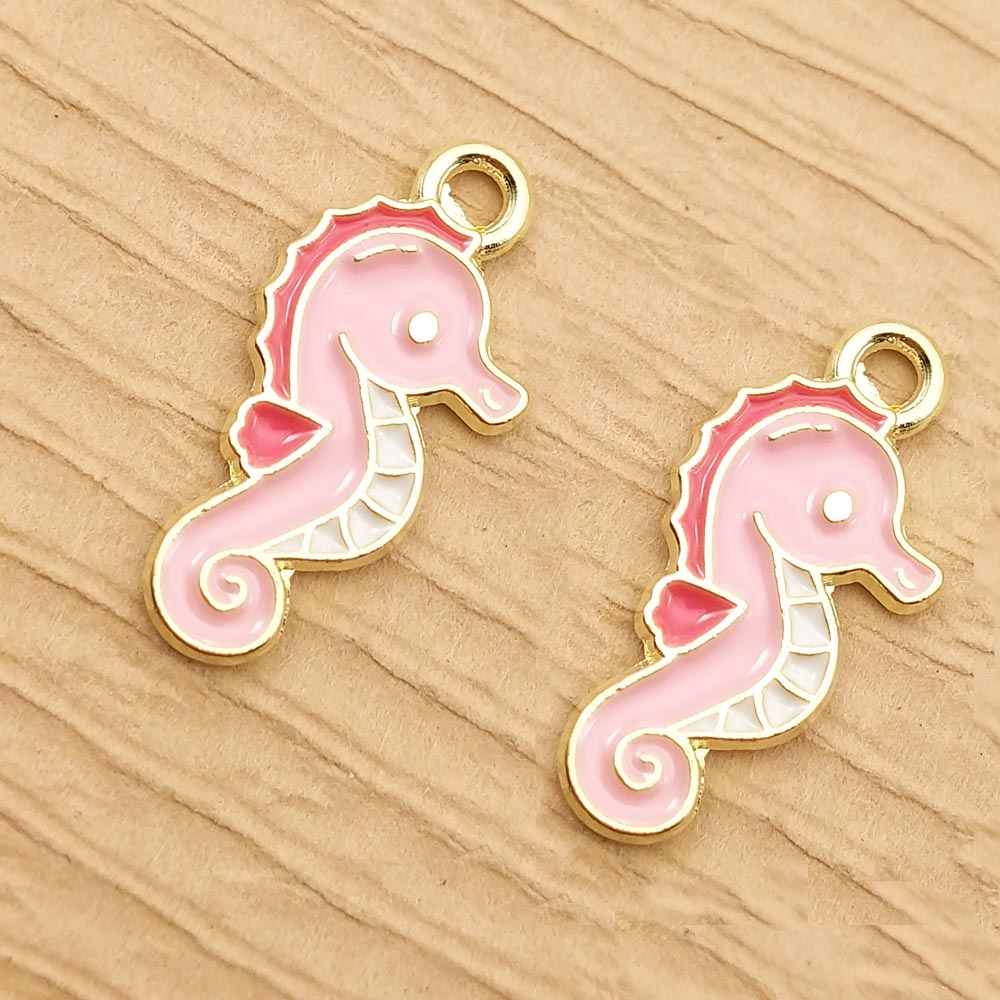 10pcs Enamel Sea Horse Charm for Jewelry Making Craft Animal Earring Pendant Necklace Bracelet Accessories Diy Supplies