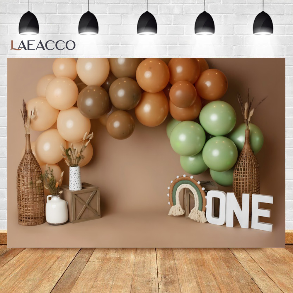 One Year Old Baby Birthday Backdrop Toys Bear White Balloons Children Portrait Photography Background Kids Baby Shower Banner