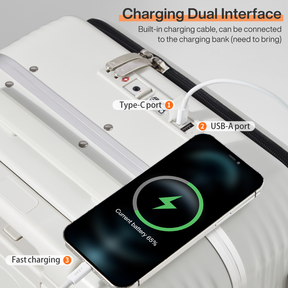 Mixi NEW Aluminum Frame Suitcase Carry On Rolling Lage with USB Port Boarding Cabin Cup and Phone Holder Inch
