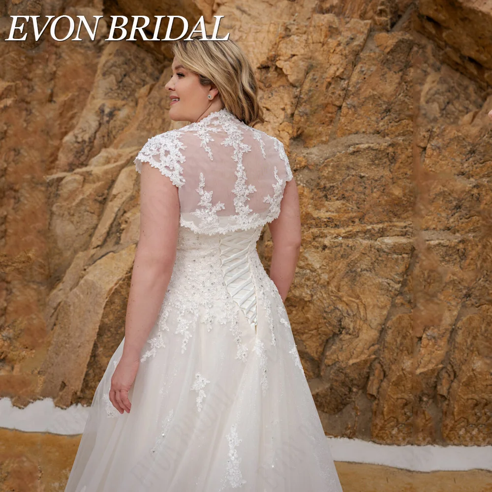 EVON BRIDAL Exquisite Wedding Dresses Plus Size Sweetheart Lace Up Bride Gowns A-Line Light Champagne Applique vestidos de novia