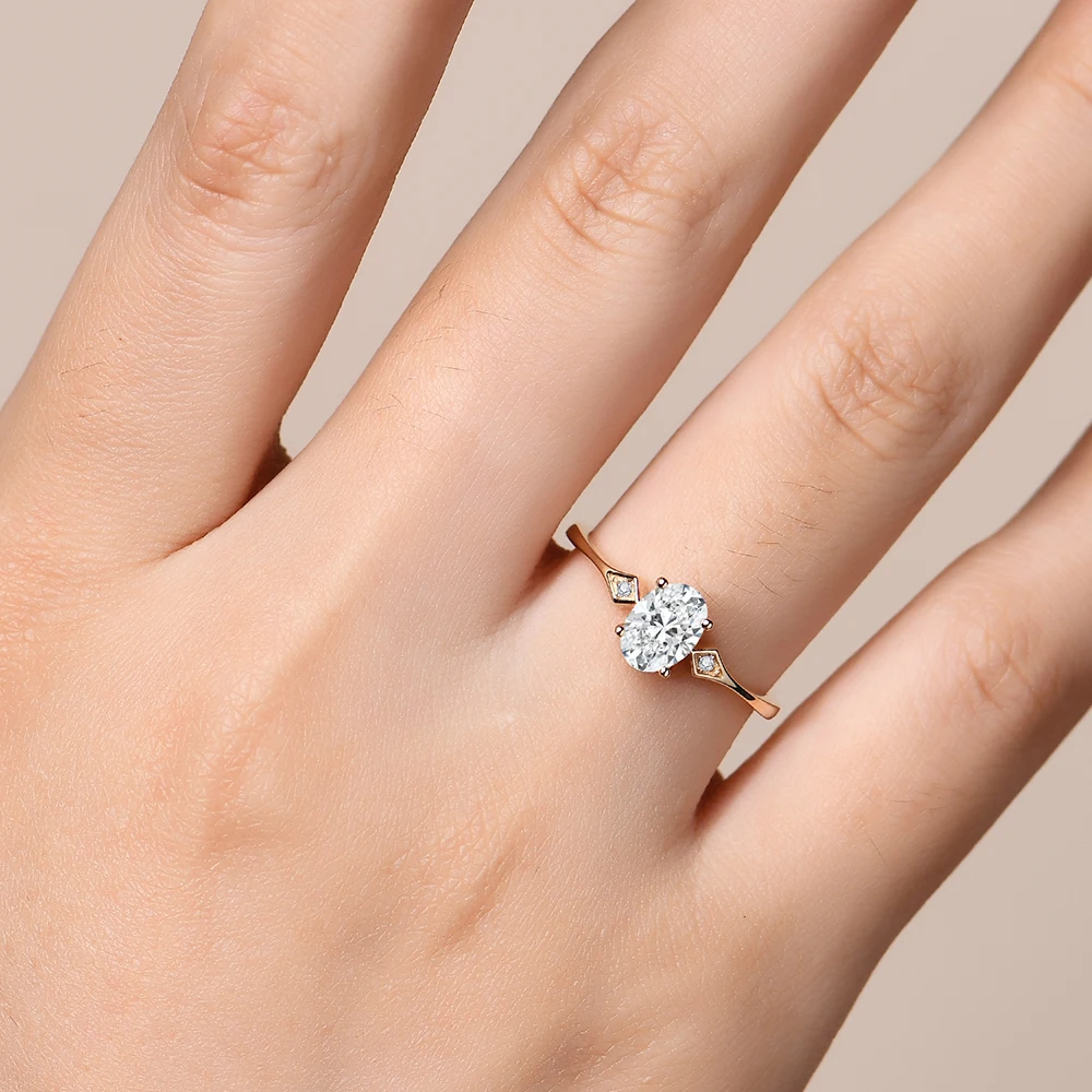 MINTYBOX Solid 18k 14k 10k Yellow Gold Moissanite Ring for Women Necklace Earrings Moissanite Diamond Engegament Jewelry Set