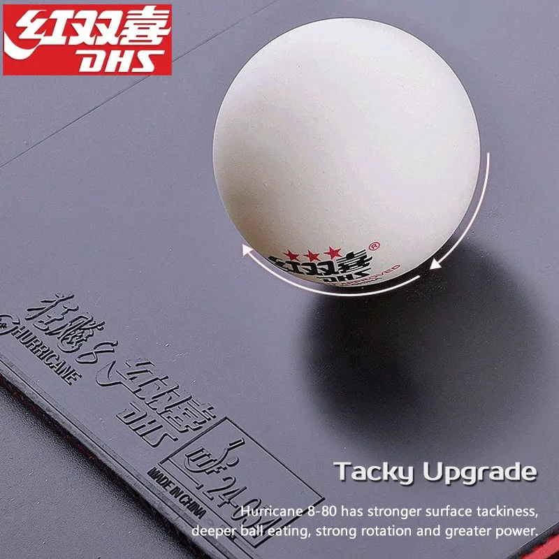 DHS Hurricane 8-80 Table Tennis Rubber Tacky Pimples-in Soft Elastic Ping Pong Rubber Professional Large Pore Sponge