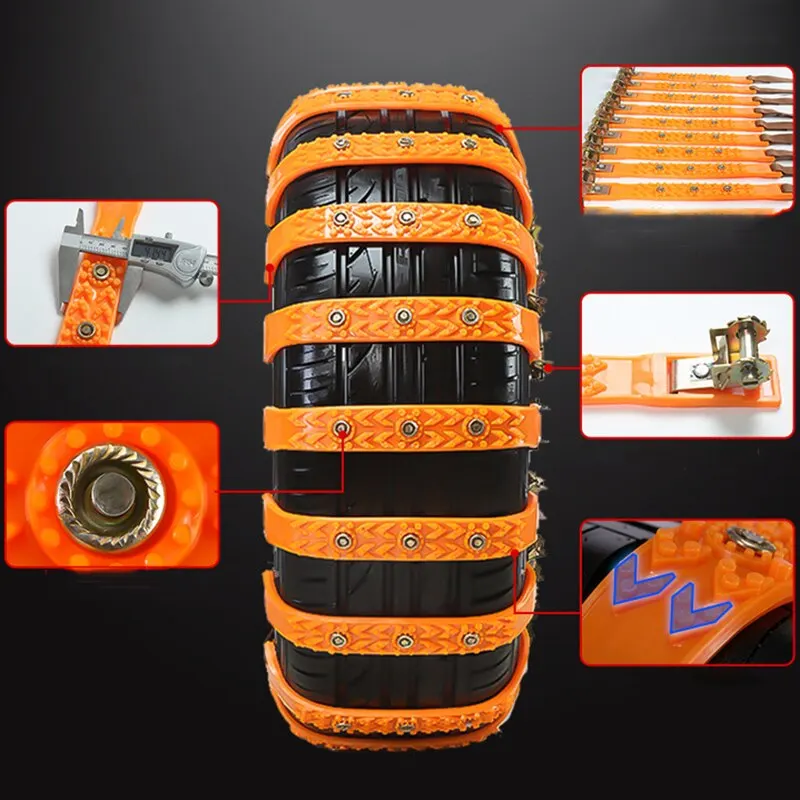 Universal Winter Anti-skid Car Truck Wheels Tyre Tire Snow Ice Chains Belt Vehicles SUV Wheel Chain Mud Road Emergency Chain 6Pc