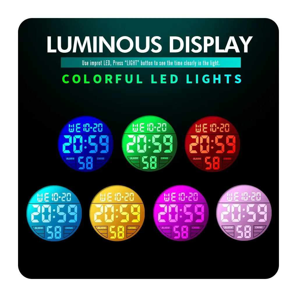 Skmei Colorful Led Light Display Stopwatch Digital Children's Watches Alarm Clock 5bar Waterproof Kids Wristwatch For Boys Girls