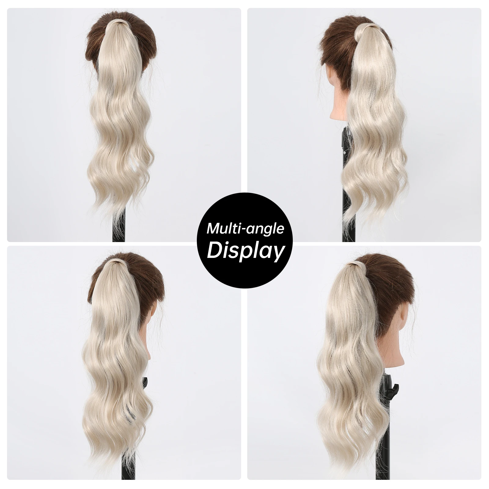 HAIRCUBE 25inch Synthetic Long Flexible Wrap Around Ponytail Platinum Natural Wave Cosplay Pony Tail Hair Extensions for Women