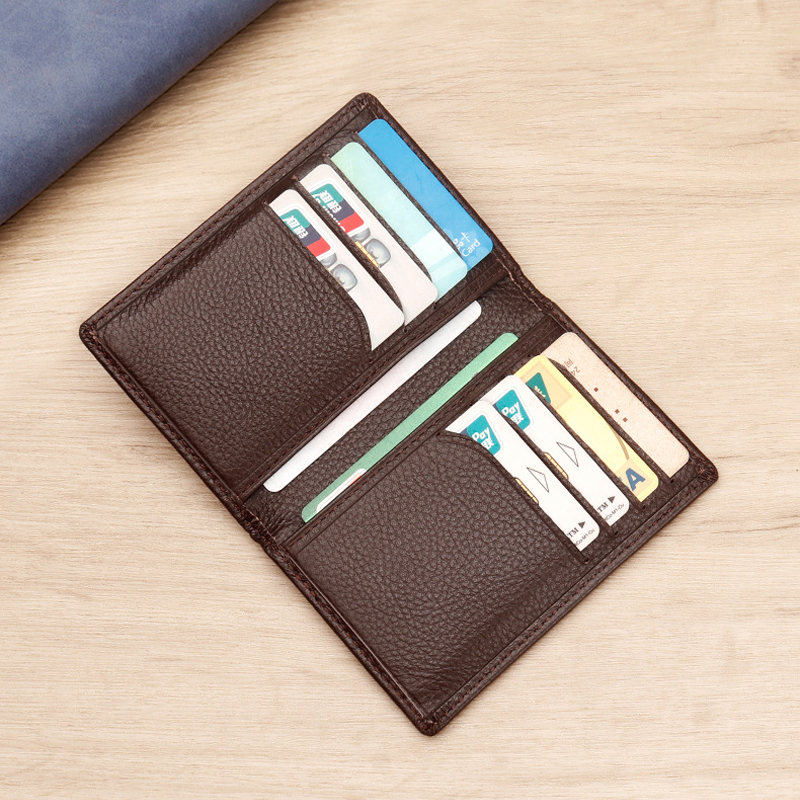 Ultra Slim Genuine Leather Card Holder Wallet for Men Mini Thin Fold Credit Card Holders Small Men's Wallets RFID ID Cardholder