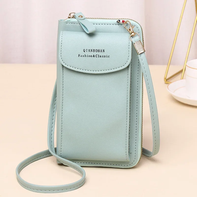 Women's Wallet Shoulder Mini Leather Bags Straps Mobile Phone Big Card Holders Wallet Handbag Money Pockets Girls Small Bags
