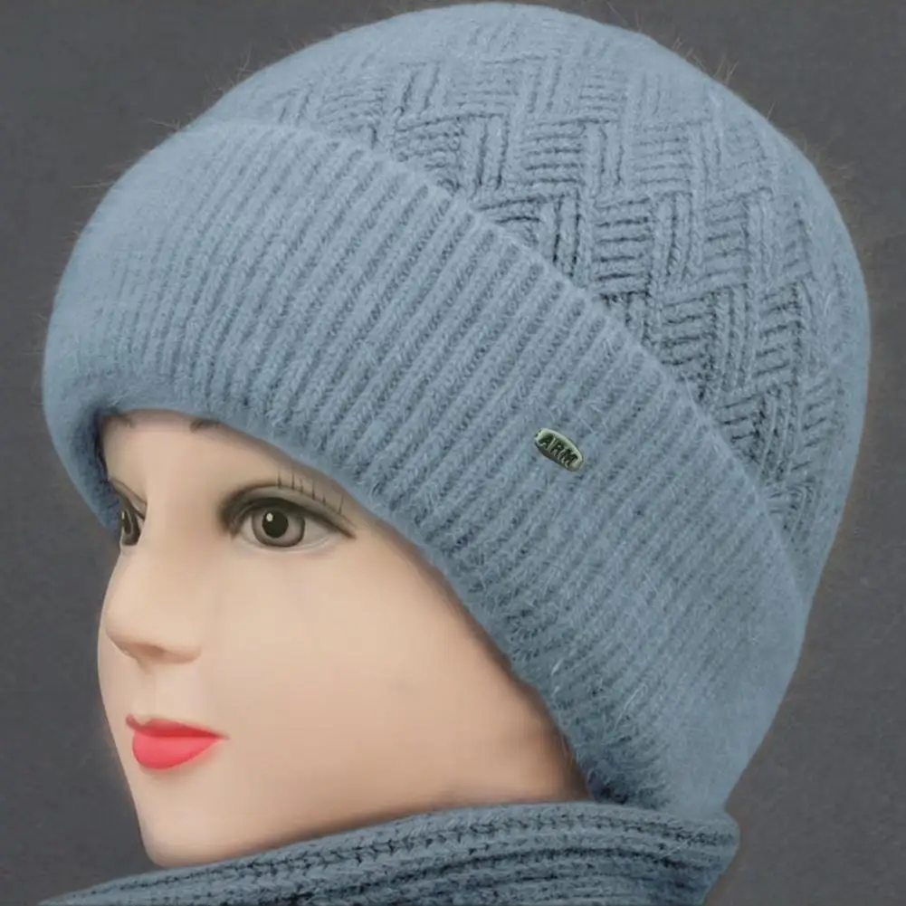 Middle-Aged Elderly Winter Woolen Hat Fleece Lining Thickened Mom Beanie Hat Warm Grandmother Knitted Hat