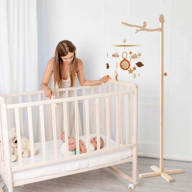Mobiles# Baby Wooden Birds Landing Bed Bell Bracket Rattle Toy Crib Bed Bell Mobile Hanger Baby Crib Bed Bell Toy Bracket Infant Crib Toy Q240525