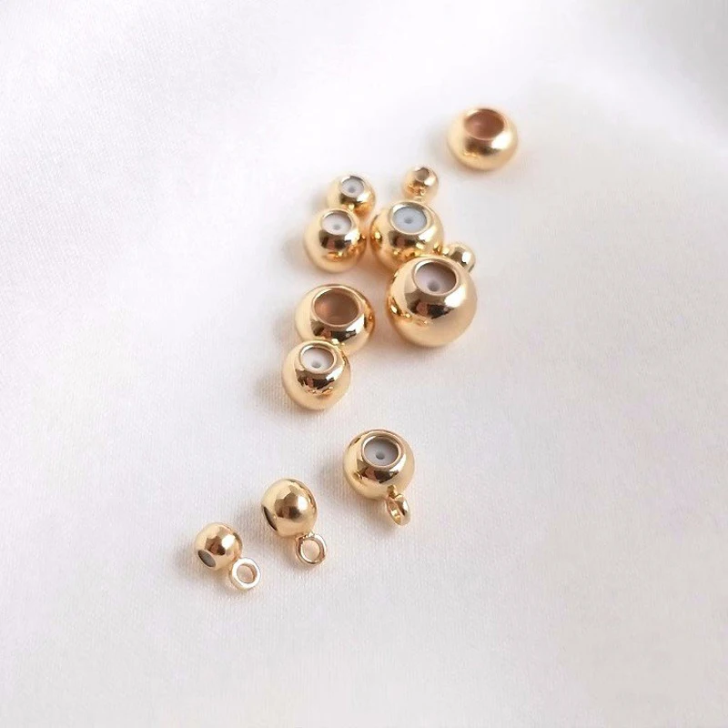 10PCS 14K Gold Filled Silicone Stopper Adjustment Bead DIY Handmade Jewelry With Hanging Spacer Bead Positioning Bead Material