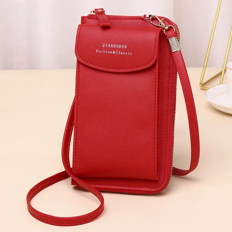 Women's Wallet Shoulder Mini Leather Bags Straps Mobile Phone Big Card Holders Wallet Handbag Money Pockets Girls Small Bags