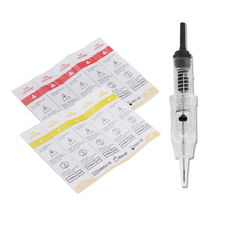 100pcs Permanent Makeup Cartridge Needles 1RL Disposable Sterilized Tattoo Needle Easy Click for Eyebrow Lips Tattoo Supplies