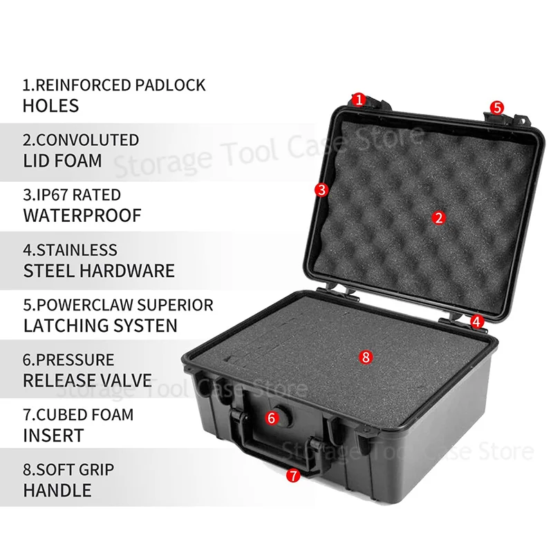Toolbox Waterproof Hard Case with Sponge Insert Portable Tool Box with Shock- Proof Waterproof Grade IP67 Camera Hard Case