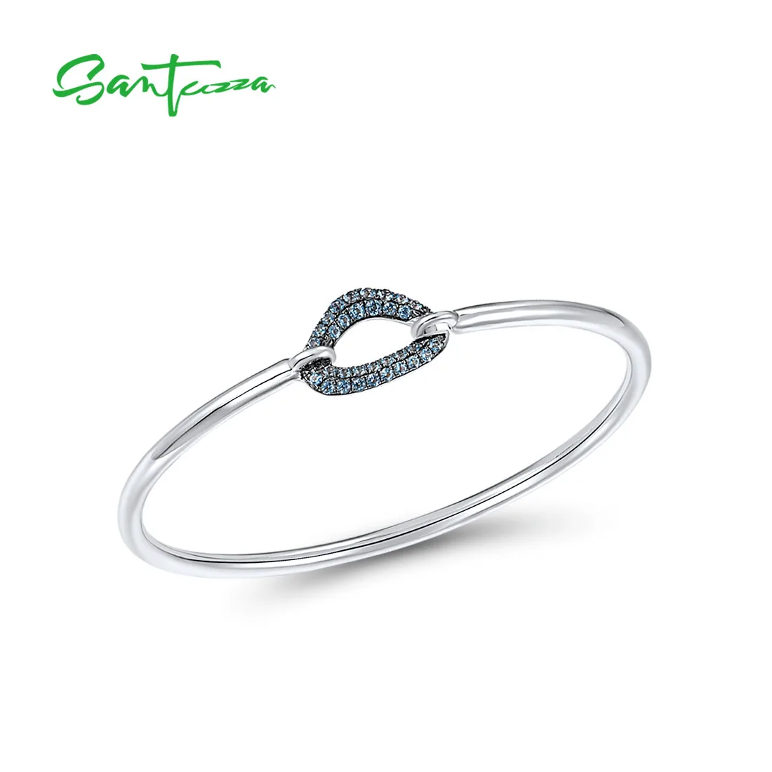 SANTUZZA Pure 925 Sterling Silver Bangle Bracelet For Women White CZ Colorful Stones Bangle Trendy Fine Jewelry Handmade Enamel