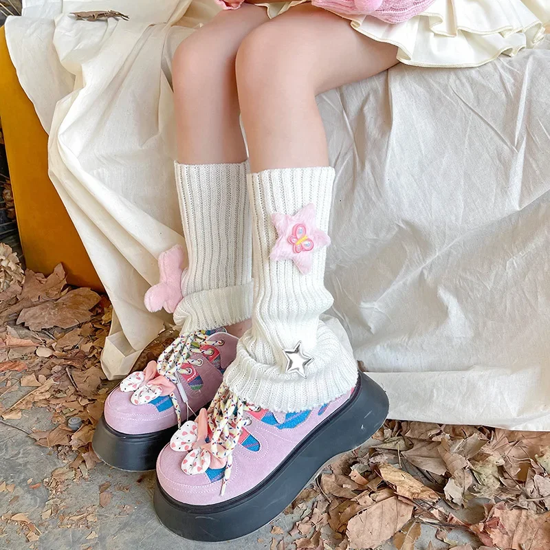 cm Children Aldult Korean Lolita Leg Warmers Kids Cute Knitted Warm Foot Cover for Girls Elastic Tube Socks Y K Gloves 5