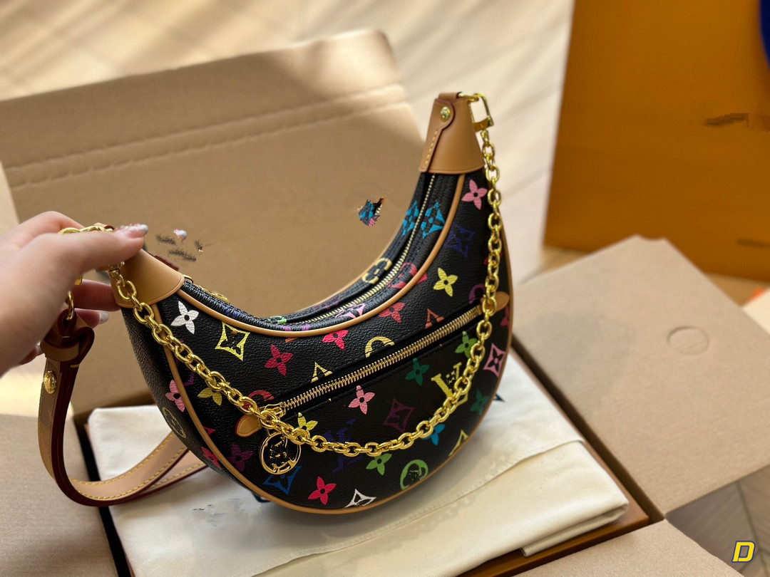 Womens Ring Tramp Bag Gold Chain handbag Luxury Designer colorful Zipper crossbody New End of Month Handbag Purse Moon