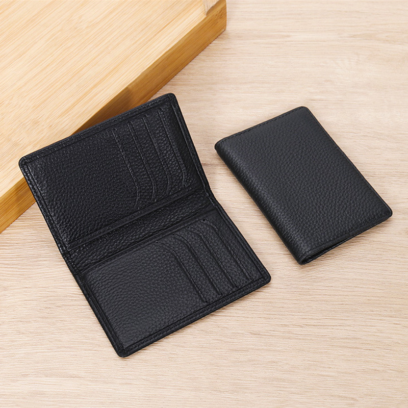 Ultra Slim Genuine Leather Card Holder Wallet for Men Mini Thin Fold Credit Card Holders Small Men's Wallets RFID ID Cardholder