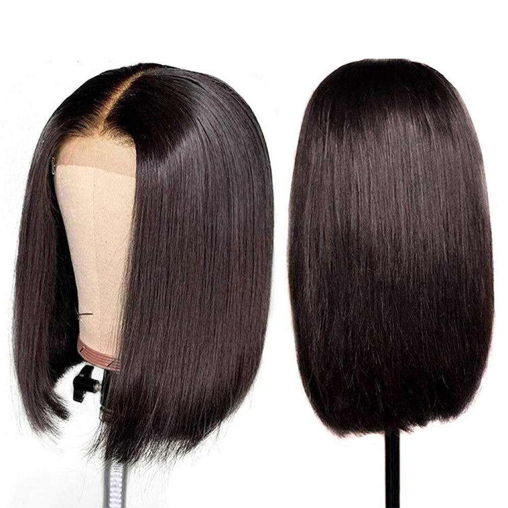 Human Hair Wig Women 13X4 Front Lace Headband Straight Bob Real Hair Wig Headband 12 inches 14 inches 16 inches Natural Black