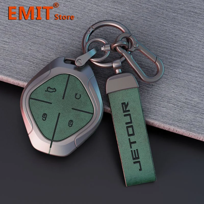 Zinc Alloy + Leather Cover Fit for Chery Jetour Dashing IDM I-DM X-1 Plus Car Key Full Case Shell Bag Metal Buckle Accessories