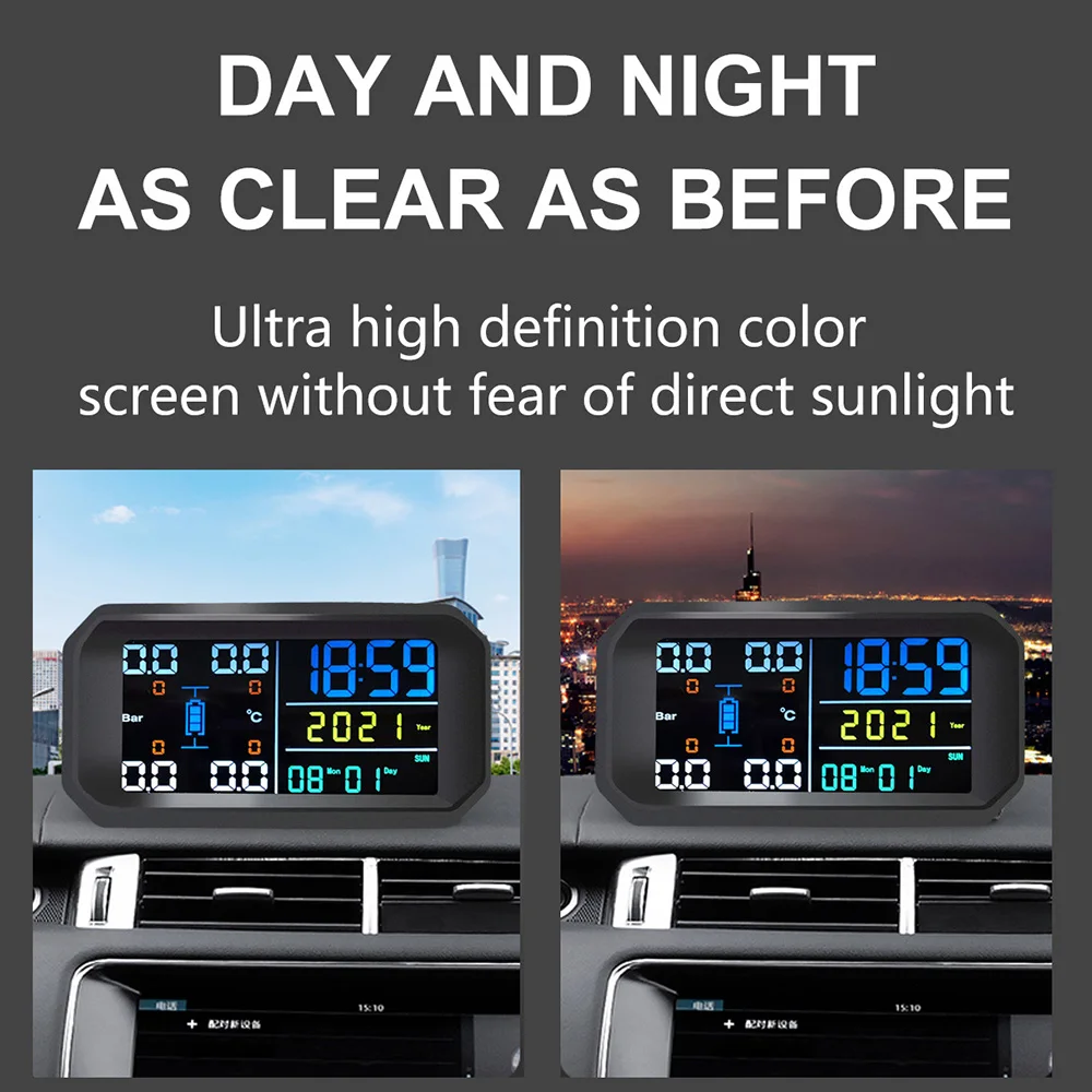 T13 Solar TPMS Sensor Car Tire Pressure Monitoring System Solar Digital USB Real-Time Monitoring Automotive Smart Wheels Sensor