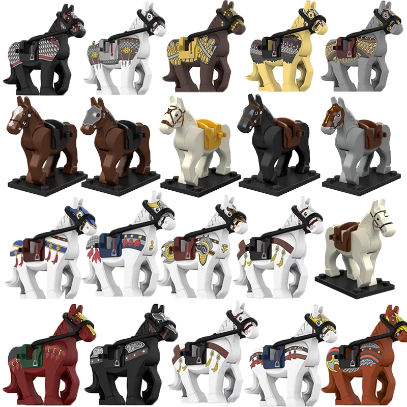 Military Building Blocks Solider Figures Mount War Horse Saddle Reins Adults Children Gifts Toys Animal Accessories Equipments