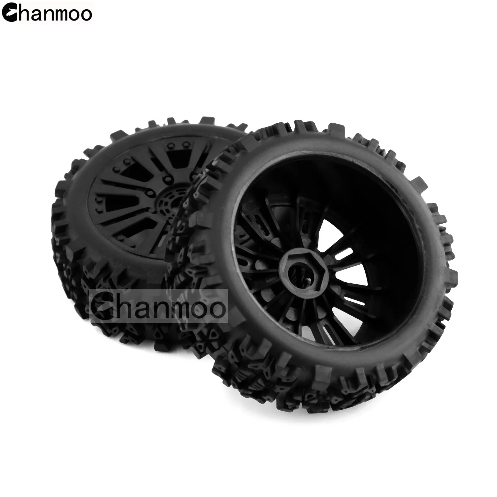 Chanmoo RC 1/8 Off-road Car Tires Buggy Wheels Tyres With 17mm Hub for KYOSHO HPI LOSI HSP GT2 Hobao Redcat Axial Traxxas Vkar
