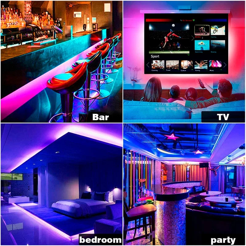 RGB LED Light Strip 5M 12V SMD5050 Waterproof Flexible LED Lamp Tape Diode For Living Room Bedroom Party Bar Decoration