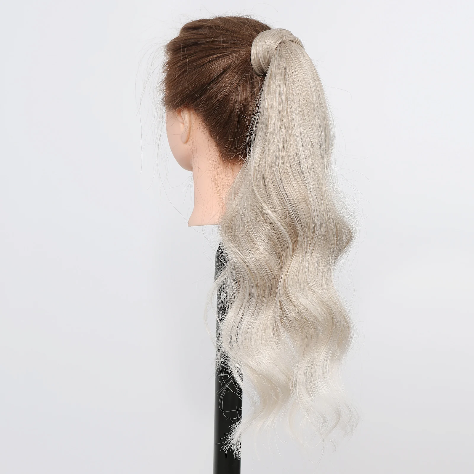 Flexible Wrap Around Ponytail Hair Extensions Synthetic Long Wavy Ponytail Hairpiece Blonde Pony for Women Daily Use Fake Hair