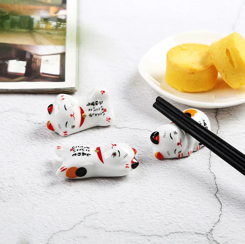 Cute Cat Ceramic Chopsticks Holder Stand Japanese Style Home Kitchen Tableware Decor Craft Fine Design Owl Chopstick Rest