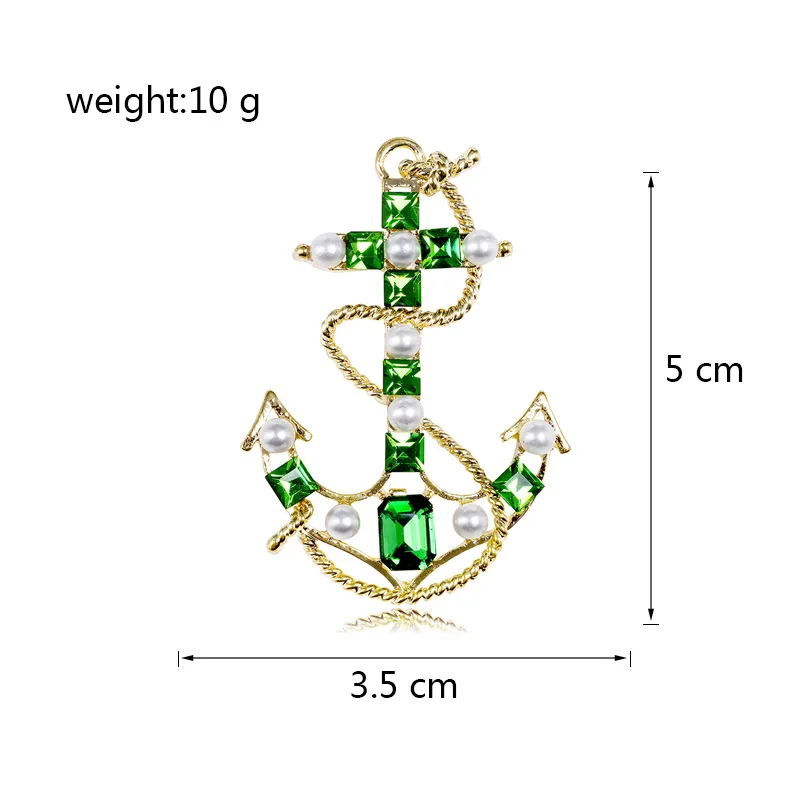 2023 Summer Green Boat Anchor Brooch Bart Style Corsage Vintage Versatile Pin Clothing Accessories