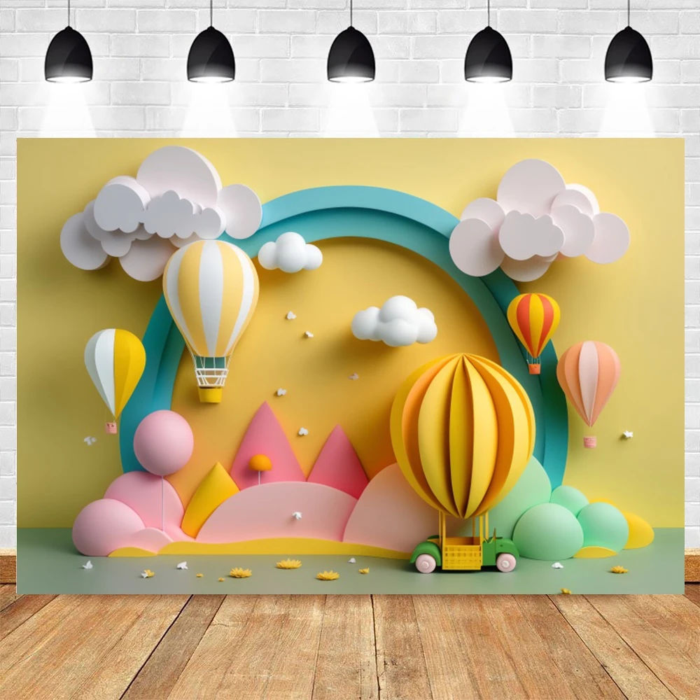 Newborn Baby Shower Background for Photography Balloons Boy and Girl Cakesmash Birthday Party Background Photo Studio Props