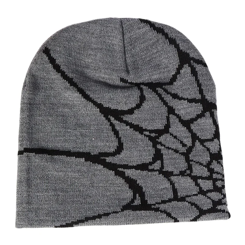 Autumn Winter Unisex Y2k Spider Web Beanies Women Men's White Black Acrylic Knitted Hats Streetwear